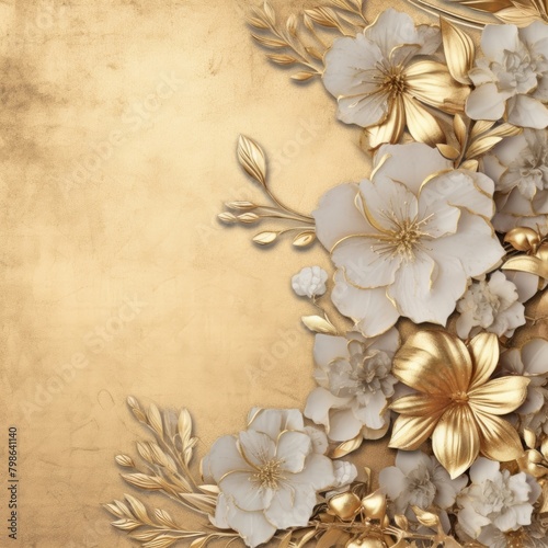 Luxurious Floral Backdrop with Delicate Gold Accents