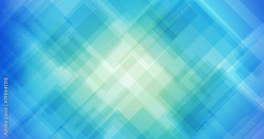 Full screen loop animation of transparent blue and green squares overlapping each other diagonally. Suitable as a background for opening titles, transitions, or presentations. UHD 4K 4096x2160 video