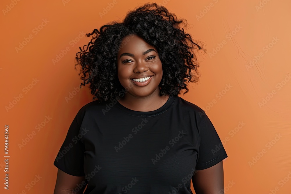 Smiling Person in Casual Black Top with Short Curly Hair Smiling Person in Casual Black Top with Short Curly Hair