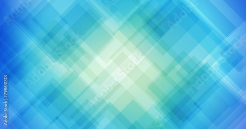 Full screen loop animation of transparent blue and green squares overlapping each other diagonally. Suitable as a background for opening titles, transitions, or presentations. UHD 4K 4096x2160 video