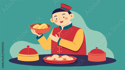 A man shares the history and significance of the dumpling dish he brought a staple in his familys Chinese heritage.. Vector illustration