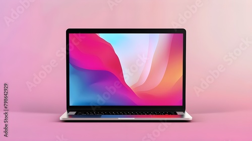 Laptop Computer With Blank Screen Isolated On White Background, Realistic laptop mockup with blank screen isolated on white background, perspective laptop mock up ai generated 