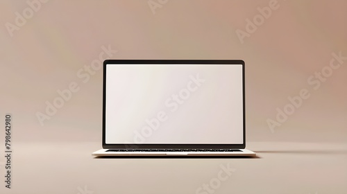 Laptop Computer With Blank Screen Isolated On White Background, Realistic laptop mockup with blank screen isolated on white background, perspective laptop mock up ai generated 