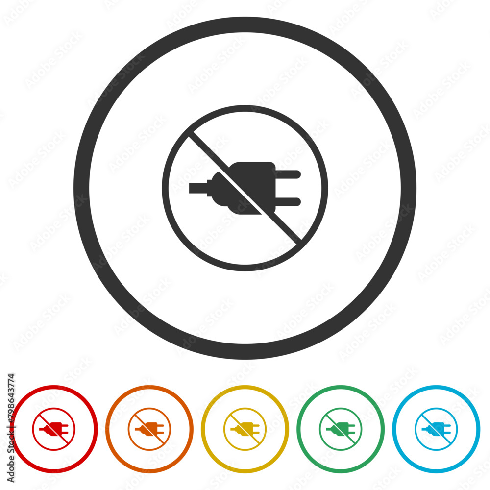 No power icon. Set icons in color circle buttons No power icon. Set icons in color circle buttons