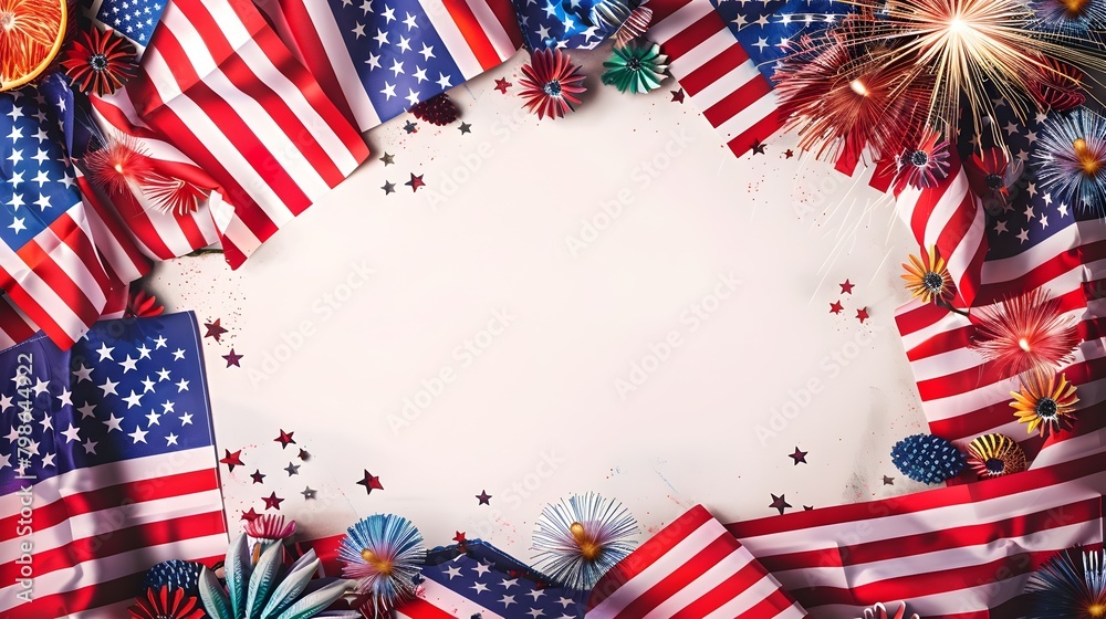 Obraz premium Patriotic American Flag and Fireworks for Independence Day
