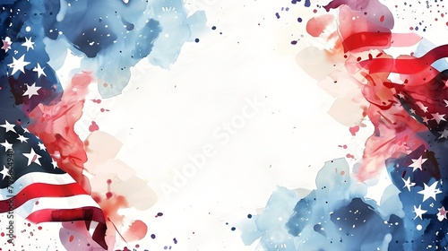 Sophisticated Watercolor 4th of July Flag Backdrop for Elegant Holiday Invitations and