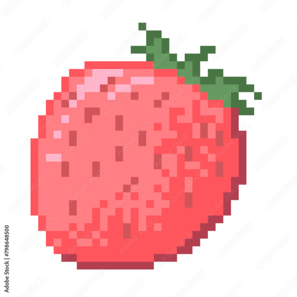 Naklejka premium Pixel strawberry 