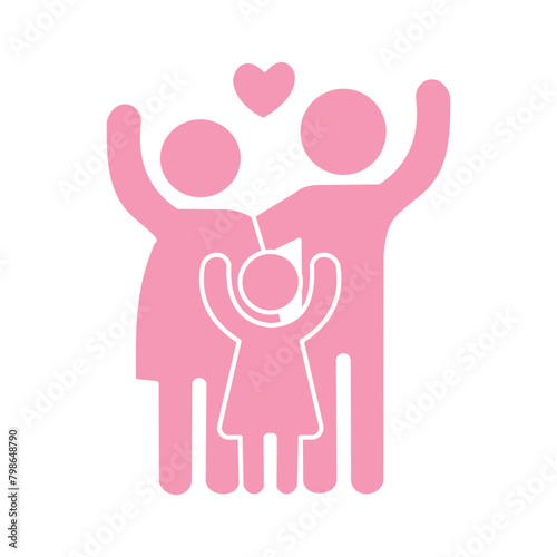 Family design over white background, design element illustration of the silhouette of a happy family holding hands. Element design of a happy family that is warm and full of love