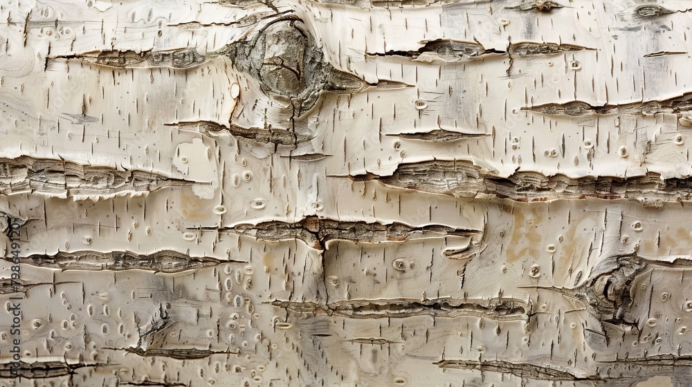 Rugged texture of birch tree bark
