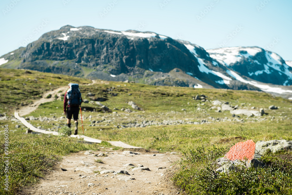 a person hiking on Kungsleden, Abisko National Park, Sweden