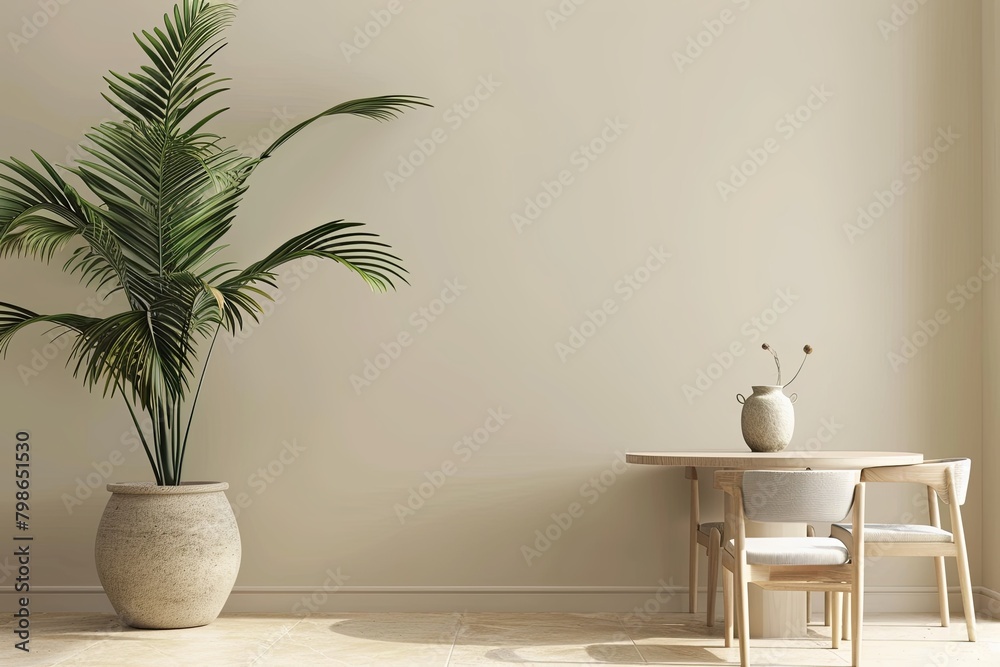 Modern Minimalist Dining Room with Stylish Furniture and Warm Decor Panorama Modern Minimalist Dining Room with Stylish Furniture and Warm Decor Panorama