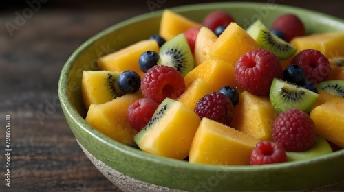 Fresh fruit salad isolated on a transparent background.