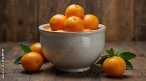 Fresh fruit in a bowl with a wooden backdrop, kumquat