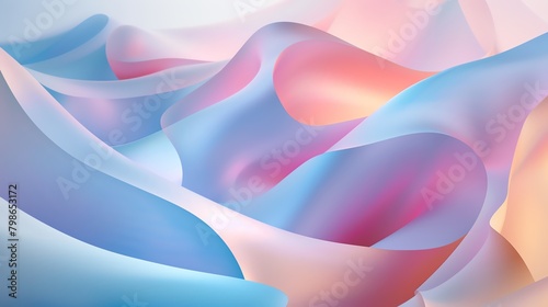 Design a close-up background with abstract shapes in soft, pastel hues blending harmoniously to create a serene and ethereal atmosphere, perfect for a calming artistic composition