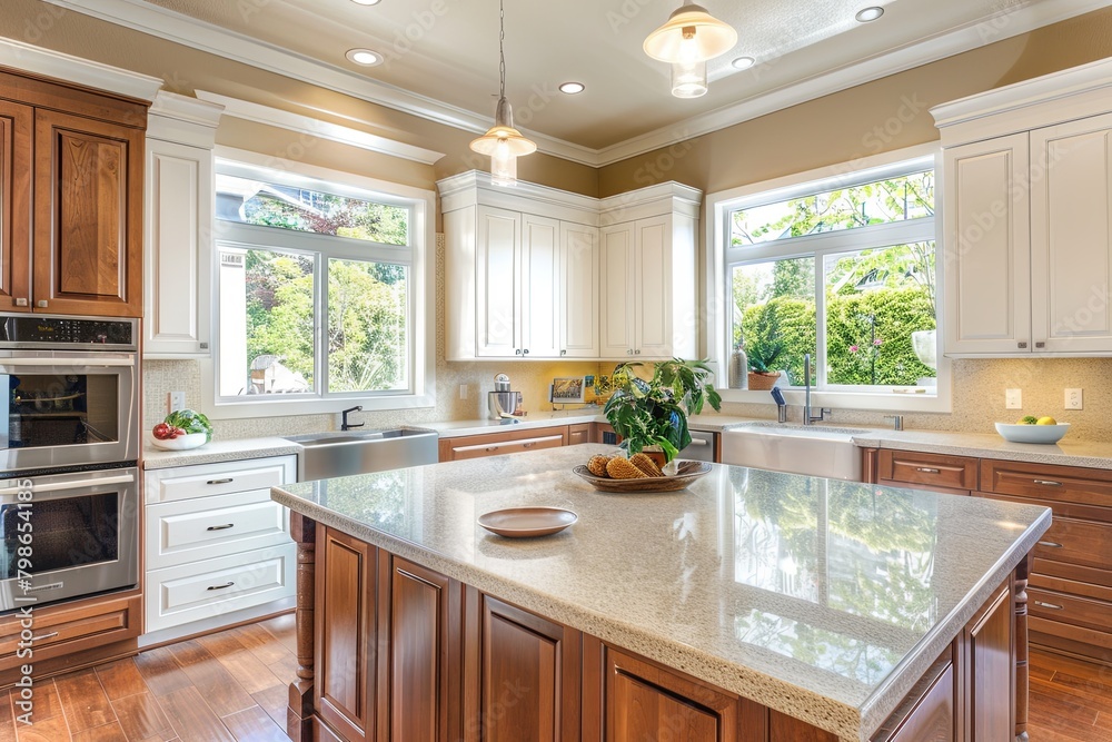 Warm Wood Tones in Bright Kitchen Setting: Clean Business Counter Warm Wood Tones in Bright Kitchen Setting: Clean Business Counter