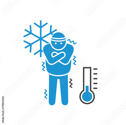 illustration of hypothermia, vector art.