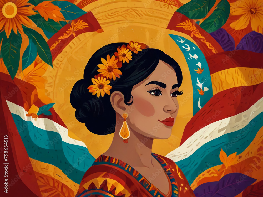 Fototapeta premium National Hispanic Heritage Month in September and October. Hispanic and Latino Americans culture. Celebrate annual in United States. Poster, card, banner and background. Vector illustration