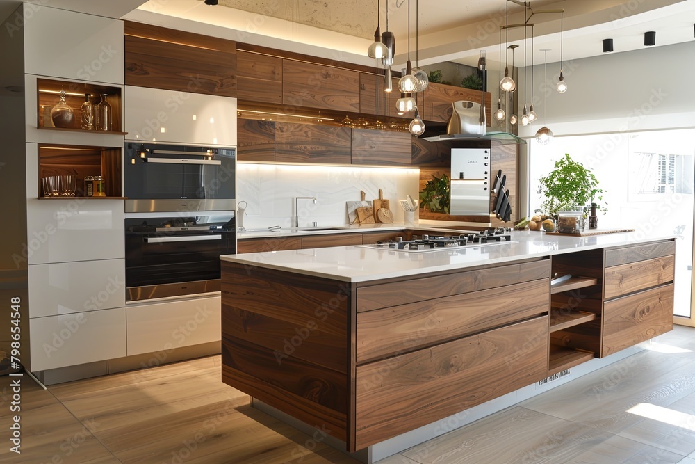 Bright Home Kitchen with Wooden Surfaces: White and Brown Color Scheme Bright Home Kitchen with Wooden Surfaces: White and Brown Color Scheme