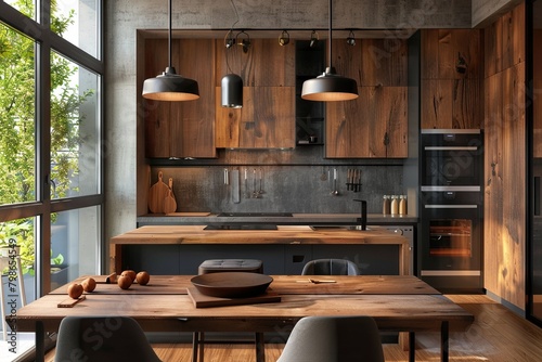 Retro Kitchen Atmosphere: Blending Wooden Textures & Modern Interiors