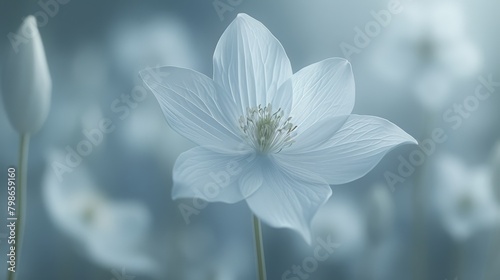  A white flower with a blurred foreground of assorted flowers, and a blurred foreground of identical white blooms