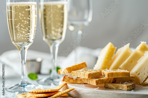 Elegant Cheese Platter and Sparkling Wine Celebration Setup