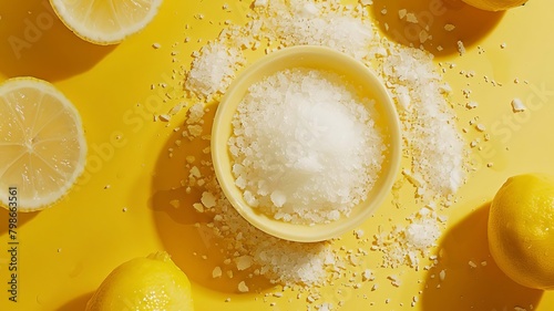 Citric acid on a yellow background. Selective focus photo
