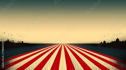 A contemporary patriotic backdrop with a stylized USA flag, characterized by minimalist design, clean lines, and flat colors. photo