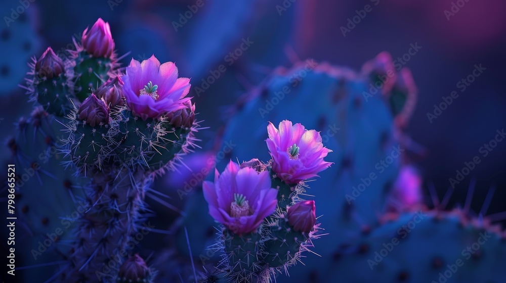 Twilight glow on blooming cactus flowers Cinco De Mayo Twilight glow on blooming cactus flowers Cinco De Mayo
