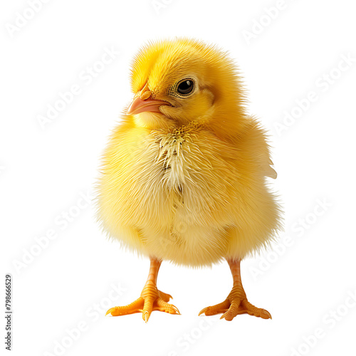 Yellow chick on isolated transparent background
