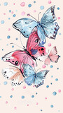 Happy Mother's Day greeting card design concept with flock of butterfly children painting.