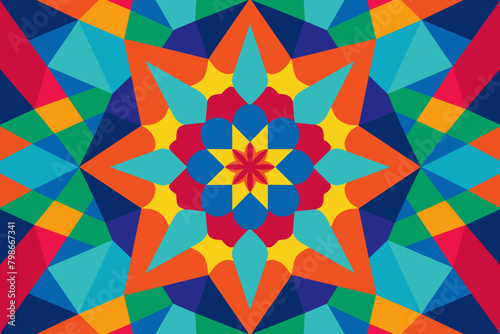 Colorful kaleidoscope pattern. Seamless vector background. © wannasak
