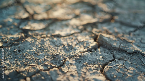 Close-up photo of dried and cracked soil after drought