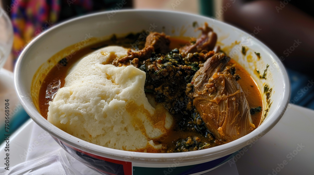 Delicious Fufu and Egusi Portrait, Culinary World Tour, Food and Street Food Delicious Fufu and Egusi Portrait, Culinary World Tour, Food and Street Food