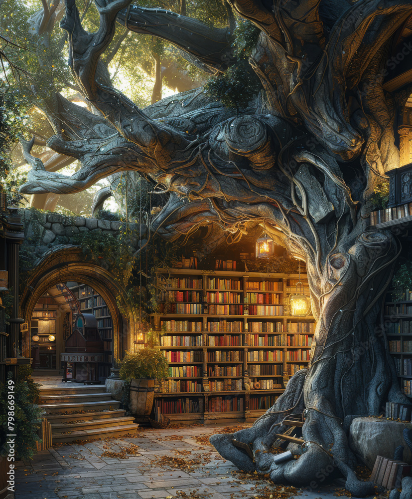 © Vadim - Fotografia Fantasy book store in the tree © Vadim - Fotografia Fantasy book store in the tree
