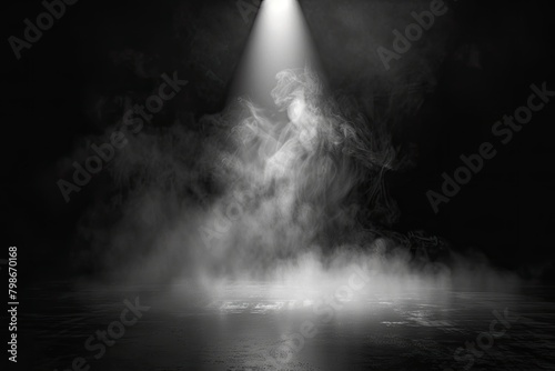 A fountain spraying water against a blackandwhite sky