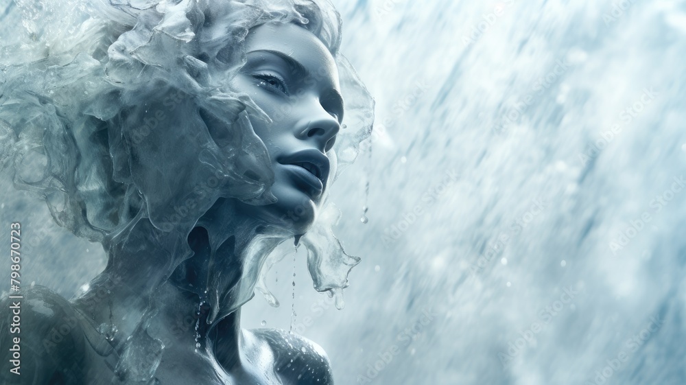 abstract women paint, Dynamic interaction of water and ink forming intricate patterns in shades of blue and white, with a blurred background abstract women paint, Dynamic interaction of water and ink forming intricate patterns in shades of blue and white, with a blurred background