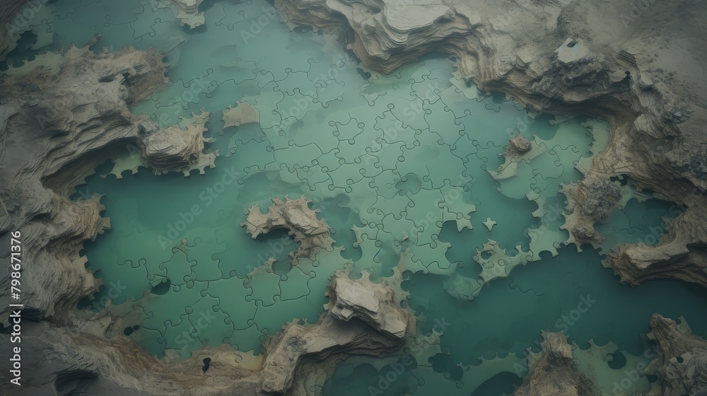 Abstract Aerial View of Puzzle-Shaped Landscape