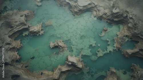 Abstract Aerial View of Puzzle-Shaped Landscape