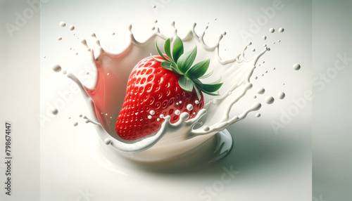 Strawberries dipped in milk photo