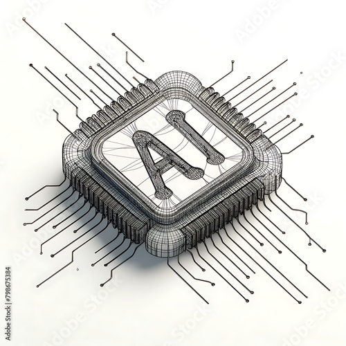 illustration intelligence artificielle avec symbole AI