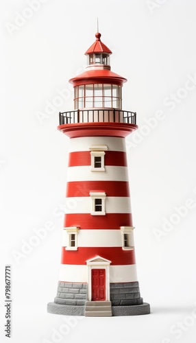 A lighthouse with red and white stripes.