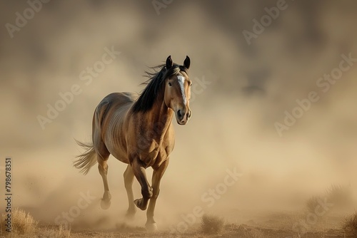 Majestic Wild Horse: Strength and Freedom in the Desert Dust © Michael