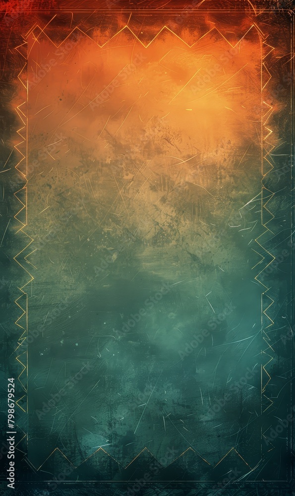 Rich zigzag strokes with a fiery gradient on an aged canvas, blending modern and rustic elements. Rich zigzag strokes with a fiery gradient on an aged canvas, blending modern and rustic elements.