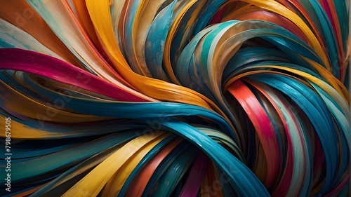  imagine  Colorful twisted shapes in motion against an abstract background  resembling vibrant ribbons dancing in the wind. The hues blend seamlessly  creating a mesmerizing display of fluidity and en