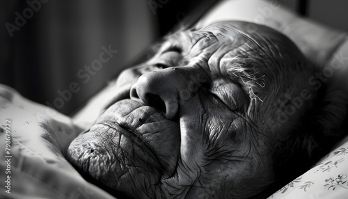 Elderly patient resting peacefully in hospital bed during palliative care treatment