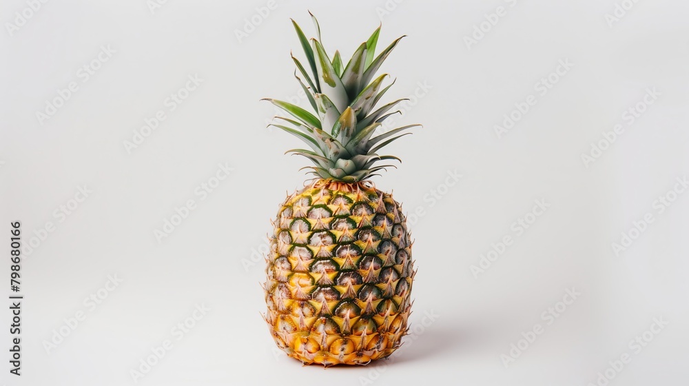 Whole pineapple, tropical and ripe, isolated on a white background Whole pineapple, tropical and ripe, isolated on a white background