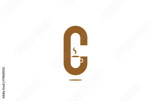 letter c  and coffee logo design simple concept