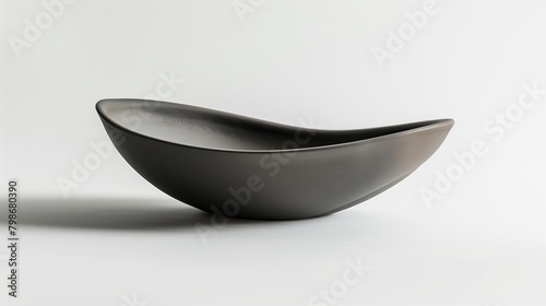 Modern black bowl, sleek design, minimalist on white background