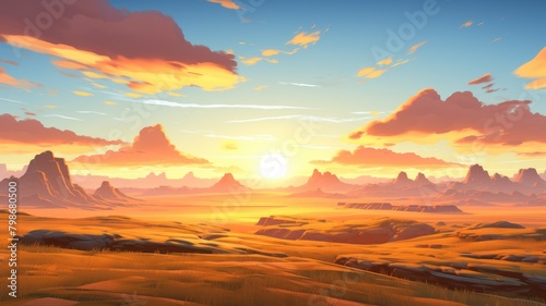 Sunset Serenity on Golden Horizon Plains
