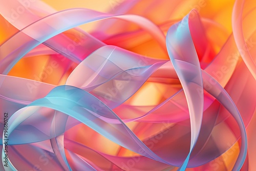 Twisted Ribbon Art  Gradient Effect Geometric Lines   Curves with Colourful Nuances